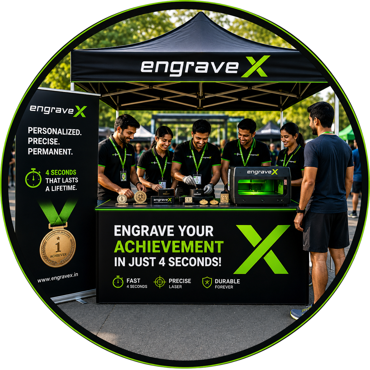 Live medal engraving